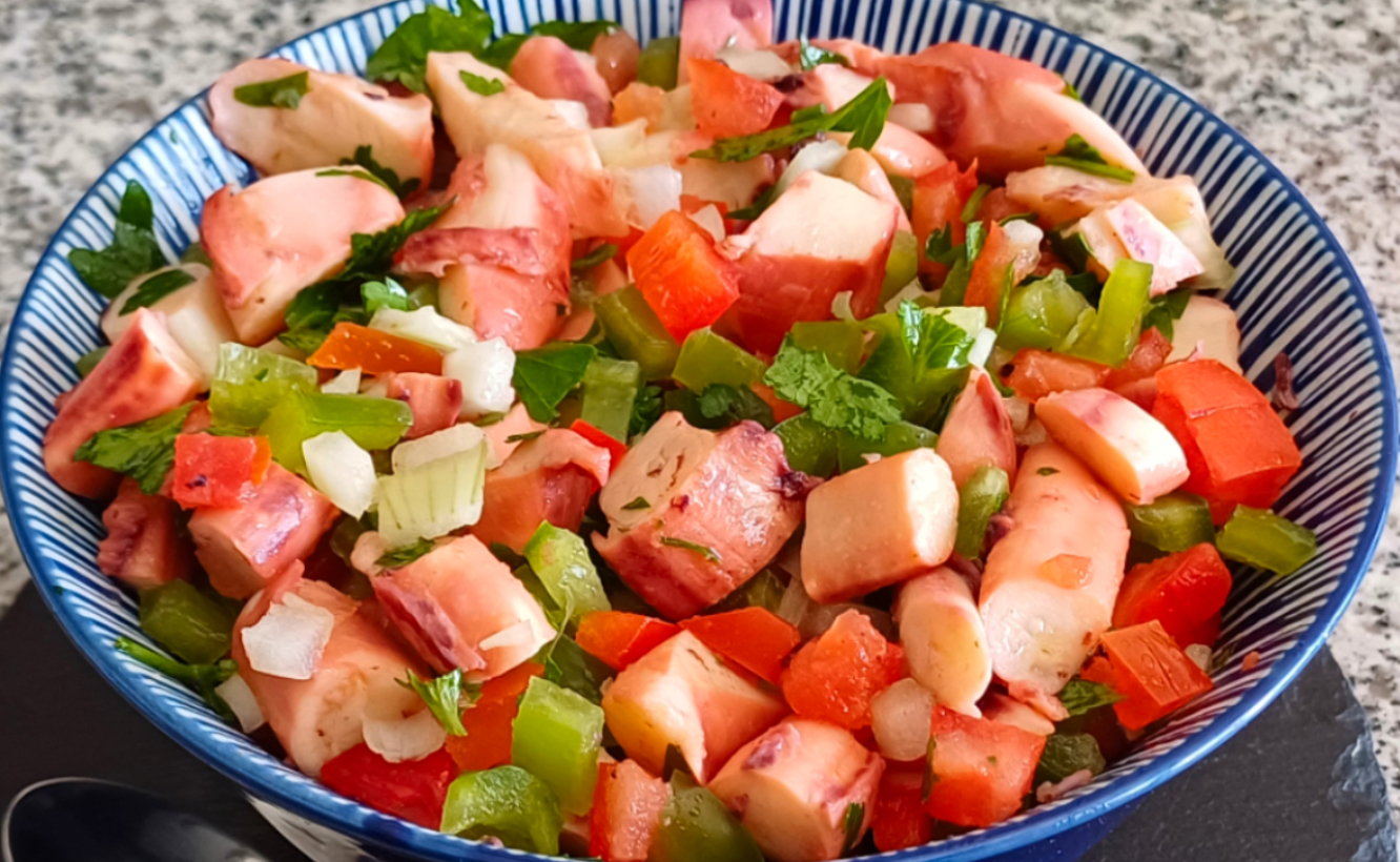 Salada de Tentáculos de Pota com Pimento