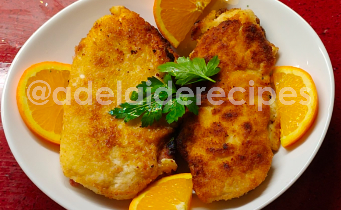 Panados de frango recheados com fiambre e queijo