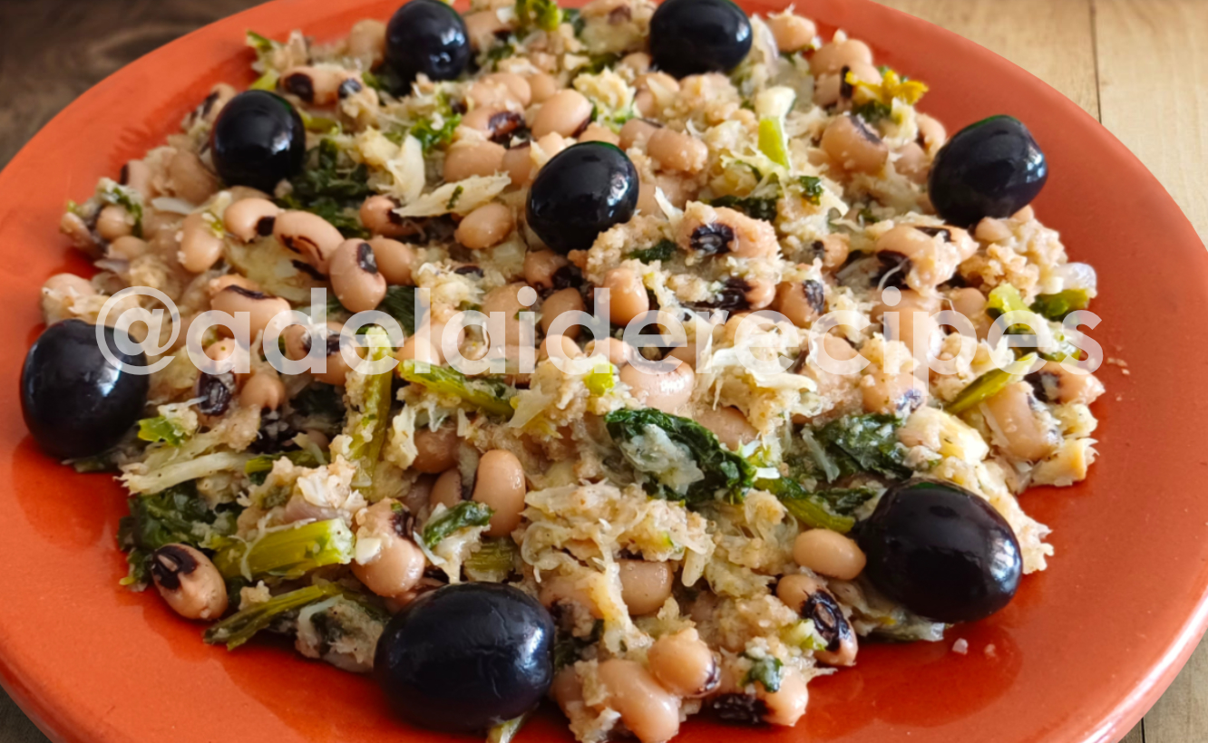 Migas de Bacalhau com Grelos, Feijão-Frade e Broa