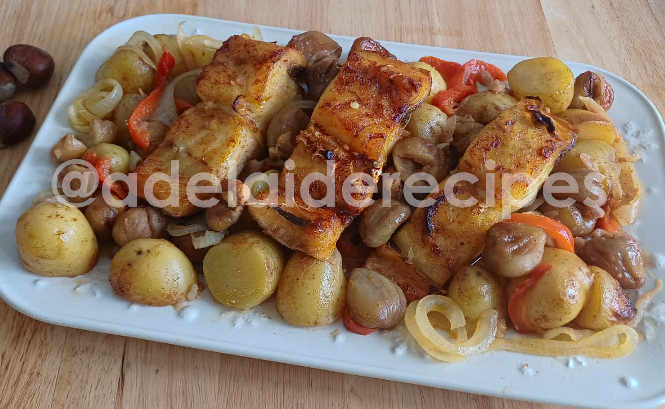 Bacalhau Assado com Castanhas